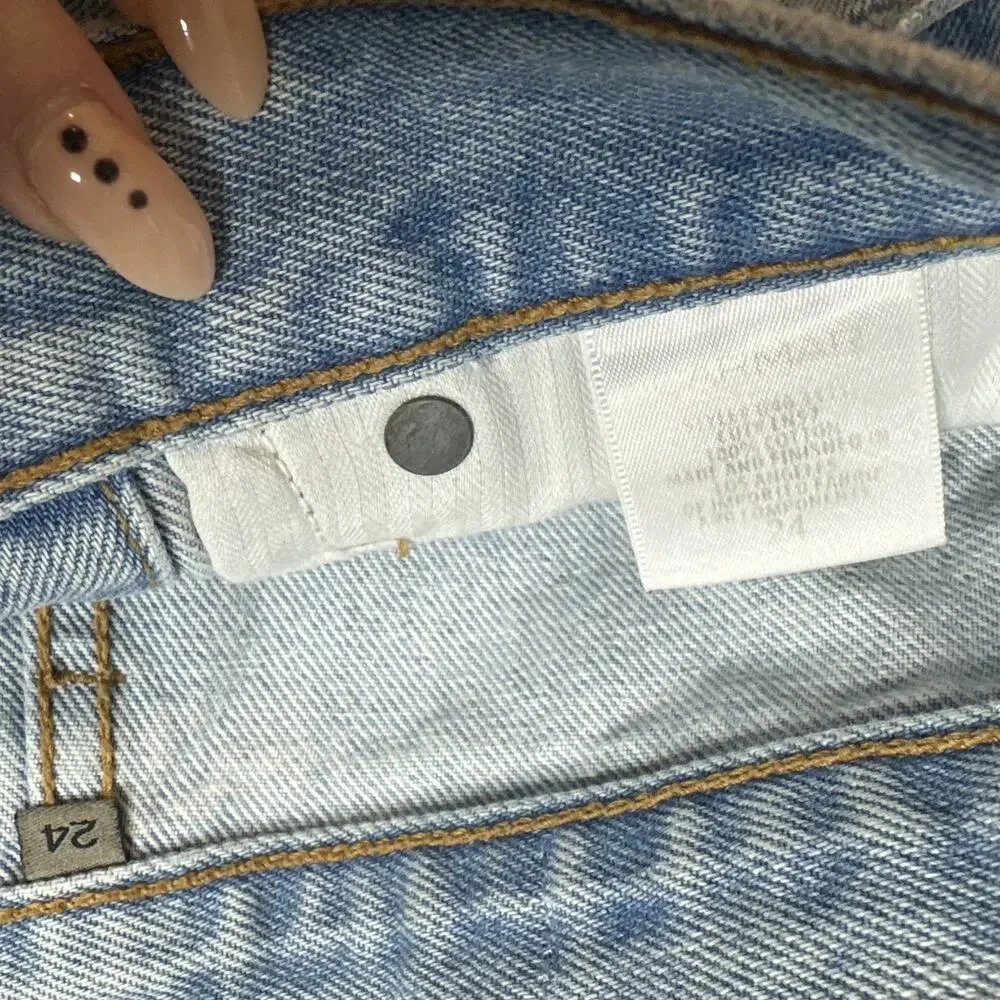 CARMAR Denim Distressed Button Front Mini Skirt Light Wash Women's Size 24 Y2K